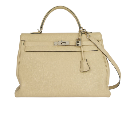 Kelly 35 in Togo Gris Tourterelle, front view